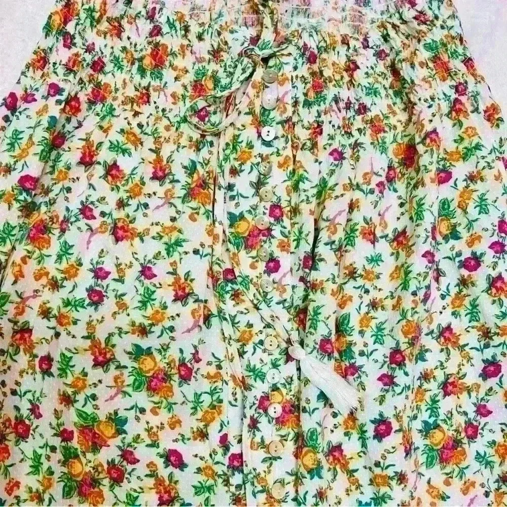 Cynthia Rowley BoHo Long Floral Skirt Elastic Waist With Buttons Size Small - Picture 4 of 6